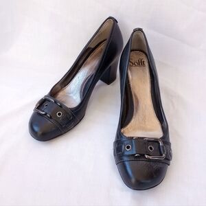 Sofft▪️Black Leather Heel w/ buckle design